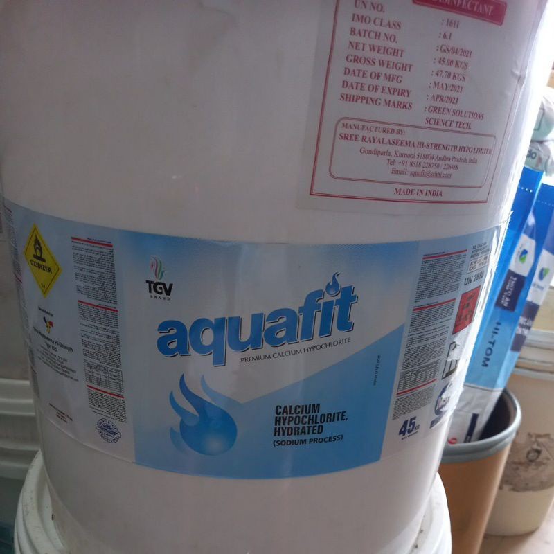 Aquafit Clorin Ấn Độ 5kg – Calcium Hypochloride Dạng Bột, Diệt Khuẩn Ao Nuôi Chuyên Dụng