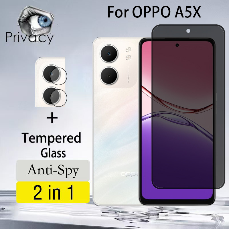 Kính cường lực bảo vệ màn hình chống nhìn trộm 2 trong 1 OPPO A5X Chống gián điệp 9D cho OPPO A60 A5