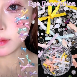 Miếng Dán Mặt Nơ Vải 1-3 Hộp - Miếng Dán Trang Phục Tiệc - Bánh Ngọt Kim Cương Giả Nhiều Màu Sắc - Hình Xăm Giả Chống Thấm Nước - Trang Trí Nghệ Thuật DIY - Đề Can Cosplay Ngọc Trai