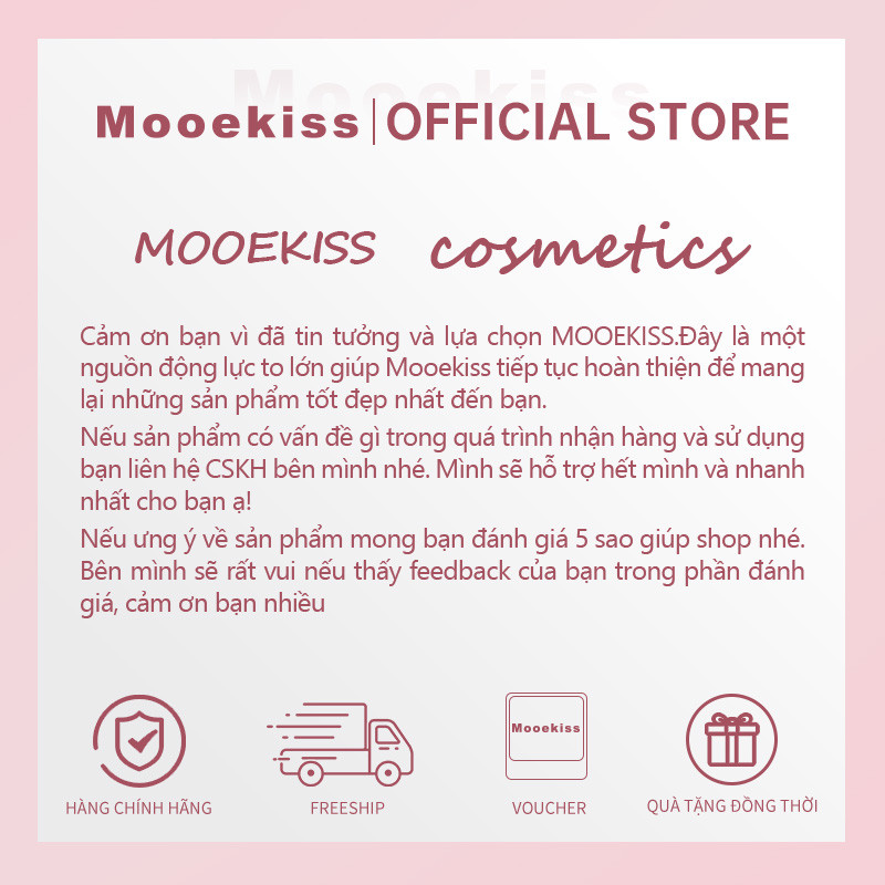 Son bùn Mooekiss chất lì mịn như nhung, không gây khô môi, giúp tôn da và giữ màu lâu trôi, thiết kế mini tiện mang theo 2g | BigBuy360 - bigbuy360.vn