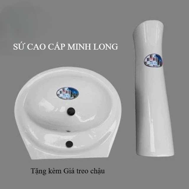 Chậu rửa lavabo, chân dài Minh Long chân dài C284, chân lavabo đứng, bồn rửa mặt