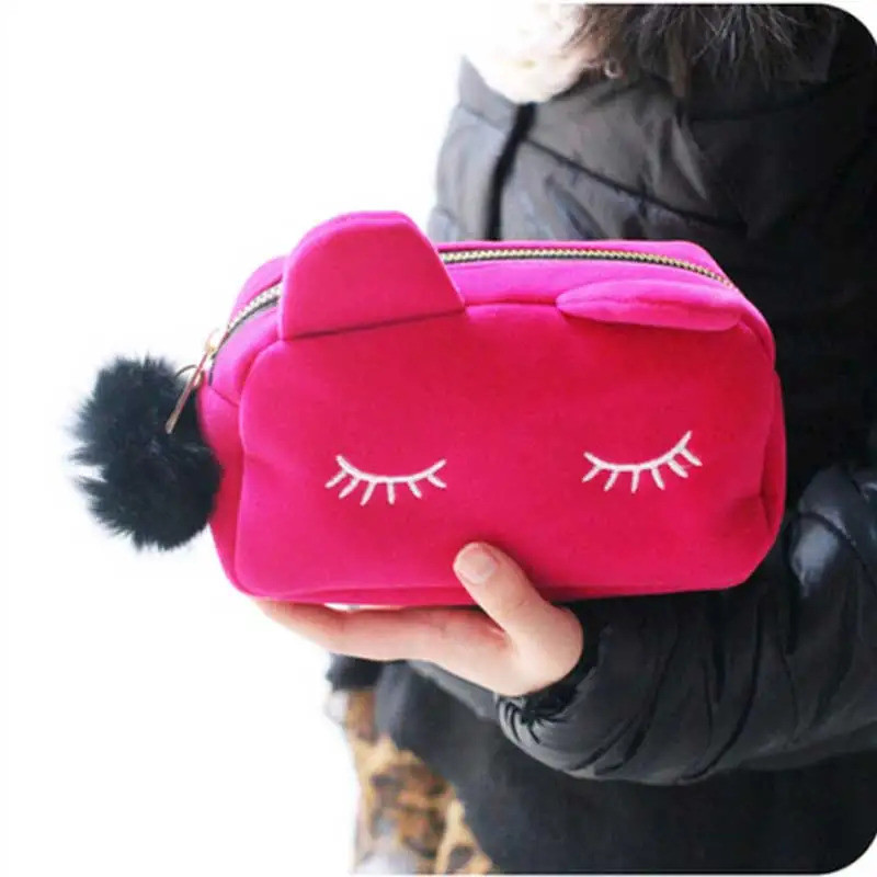 Hộp đựng bút chì mèo dễ thương Kawaii Đồ dùng học tập Hộp đựng bút chì vải cho bé gái Túi bút chì Ka