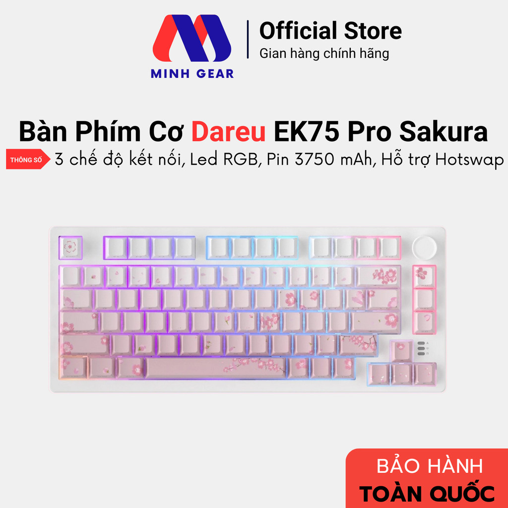 Bàn Phím Cơ Gaming Dareu EK75 Pro Sakura - Hàng Chính Hãng