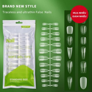 120 Cái / túi Ba Lê Móng Tay Giả Hoàn Toàn Trong Suốt Acrylic Móng Tay Bộ Bấm Vào Móng Tay Đầu Kích Thước Hỗn Hợp Giả Ongles Fantasie