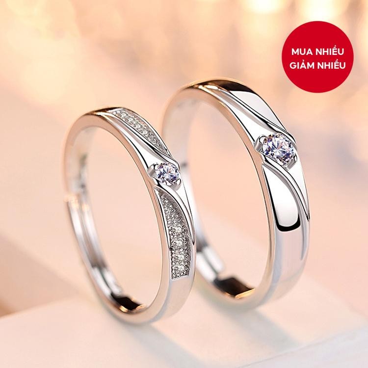 2 Chiếc Nhẫn Cặp Đôi Kim Cương Bộ Bạc Trang Sức Cưới Thanh Lịch Sang Trọng Phù Hợp Với Cặp | BigBuy360 - bigbuy360.vn