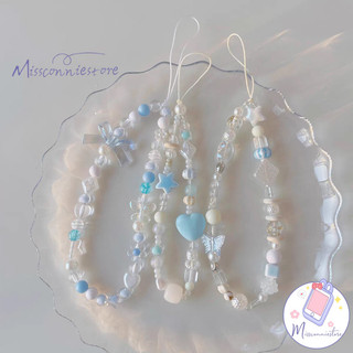 Sáng Tạo Màu Xanh Tình Yêu Trái Tim Thời Trang Đáng Yêu Bowknot Hạt Di Động Điện Thoại Di Động Dây Buộc