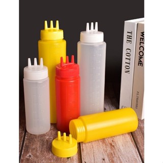 Bình nhựa 3 đầu đựng sữa đặc, đường, xịt tương ớt , chai bơm siro 1000 680 500 350ml