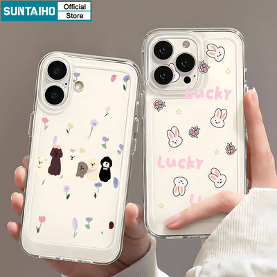 Suntaiho Ốp Lưng iPhone Thú Cưng Dễ Thương Họa Tiết Chú Thỏ May Mắn TPU Trong Suốt Mềm Cao Cấp Chống Sốc Cho iPhone 11 12 13 14 15 16 Pro max IP 7 8 Plus Iphon X Xs XR Xs max