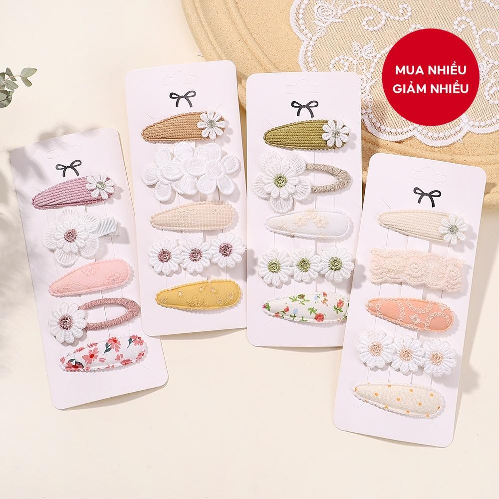 Set 5 Kẹp Tóc Nơ Hoa Dễ Thương Cho Bé Gái