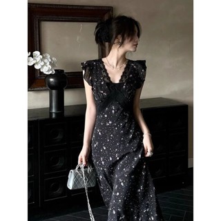  Đầm Hoa Ren Đen Phong Cách Pháp Cho Nữ Mùa Hè Mới Độc Đáo Siêu Đẹp Với Thiết Kế Ôm Eo 