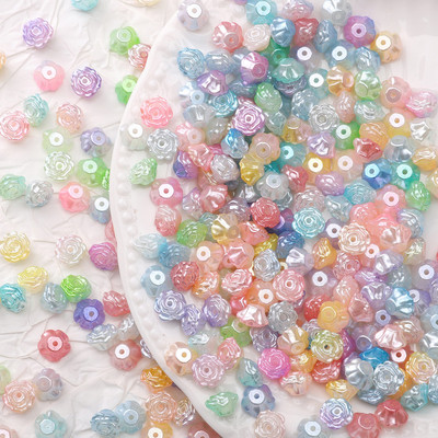 Beadia 100 miếng 8x5mm ABS Ngoc Trai Hai Mau Hinh Hoa Hat DIY Vong Tay Vong Co Bong Tai Trang Suc Phu Kien