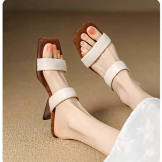 Dép cao gót nữ đế xuồng 2 quai da 3p ngang mũi VUÔNG 789 cao 5 cm