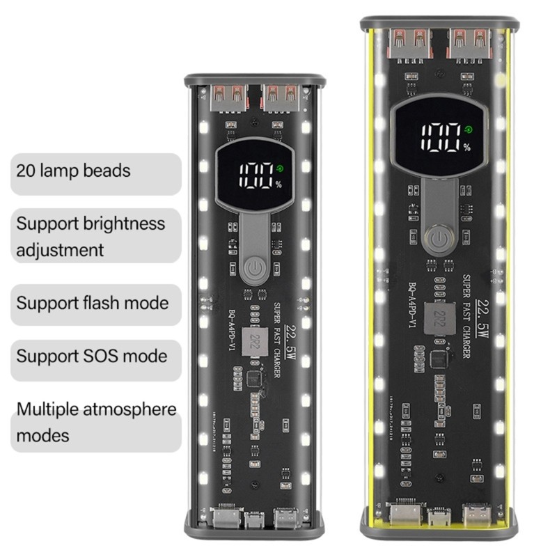Kiss 4 Khe Cắm Hoder Cho Vỏ Điện 21700 Có Đèn LED Cổng USB C