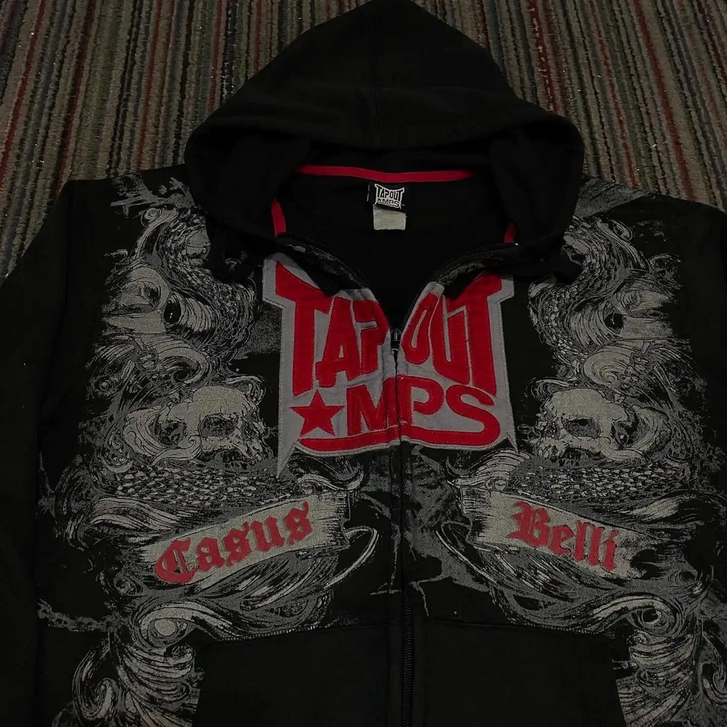 Mỹ Hip-hop Chén Thánh Tapout Họa Tiết Dây Kéo Áo Khoác Dạo Phố Bông Tai Kẹp Nữ Y2k Áo