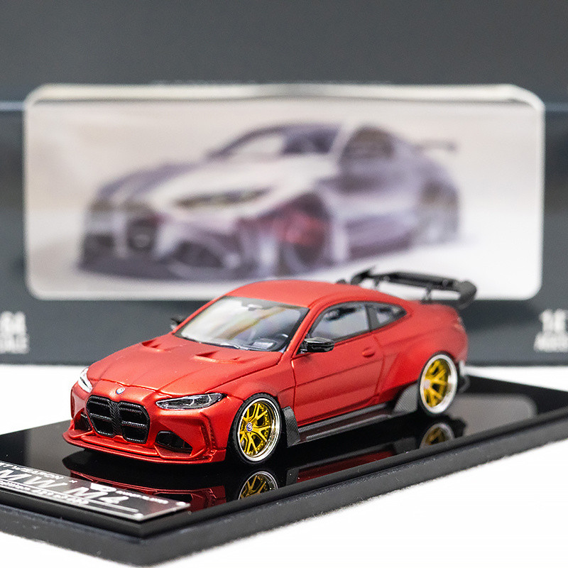 Street Weapon 1/64 BMW G82 M4 ADRO BODY KIT Mô hình xe hơi hợp kim đỏ rộng, đồ chơi xe diecast, quà 