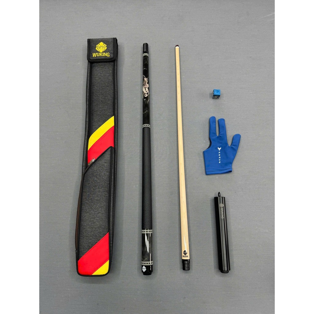 [FULL PHỤ KIỆN] Gậy Bida Wuking Ngọn Mộc Cao Cấp, Cơ Bida Lỗ Trợ Lực Tặng Bao + Găng Tay + Lơ + Chuô