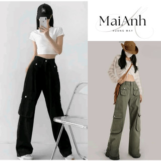 Quần Kaki Túi Hộp 6 Túi Cá Tính Chất KaKi Hàn Mềm Nhẹ Mát,Quần Suông Cạp Cao ống rộng siêu hách dáng