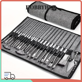 HOBBYHUB Bộ cọ vẽ nghệ sĩ 24 chiếc, với bút vẽ vải cuộn màu nước, tay cầm bằng gỗ tinh tế Bộ túi đựng cọ sơn tóc Nylon