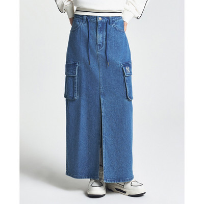 MLB - Chân váy bút chì denim midi Basic Small Logo_3FDSB0244-50INS