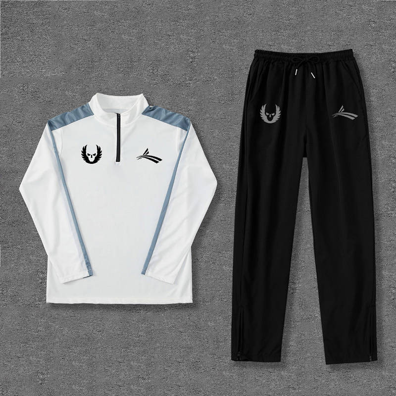 New Exercise Outfit Men's Quick-Drying Running Fitness Stand Collar Half Zip Training Wear Long-Slee