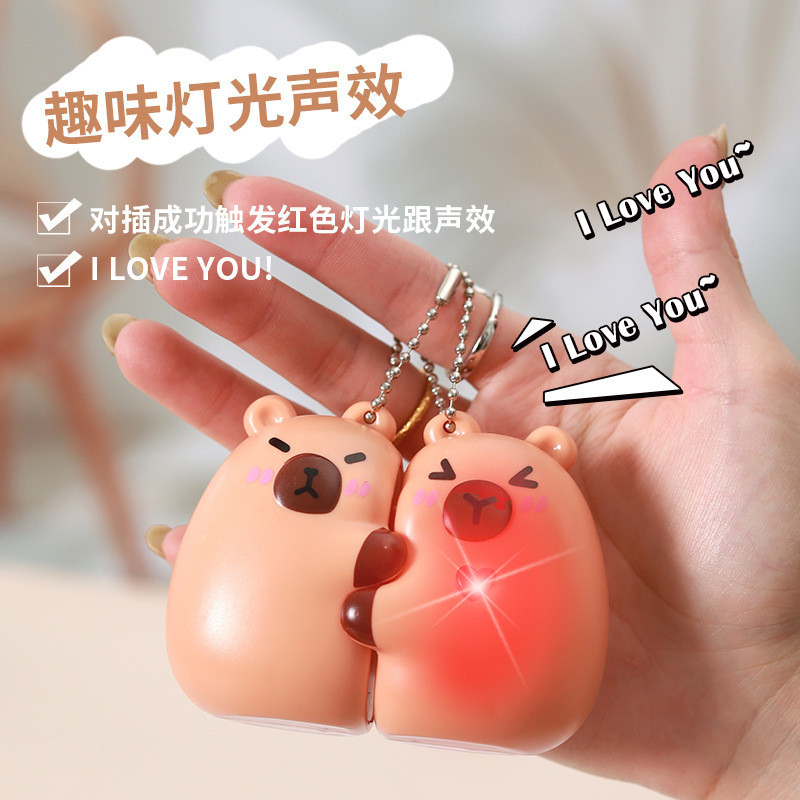 Capybara Phát Sáng Đồ Chơi Giọng Nói Tôi Yêu Bạn Cặp Đôi Ôm Móc Khóa Quà Tặng Sáng Tạo Cho Những Ngư