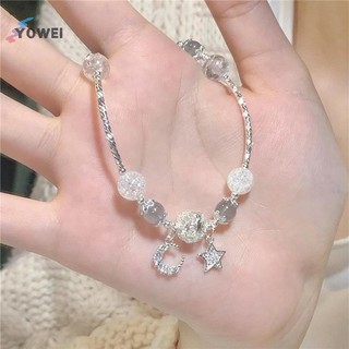 YOWEI Thời Trang Opal Moonstone Pha Lê Ngôi Sao Mặt Trăng Mặt Dây Chuyền Vòng Tay Nữ ngọt ngào Trang Sức Sinh Nhật Quà Tặng VN
