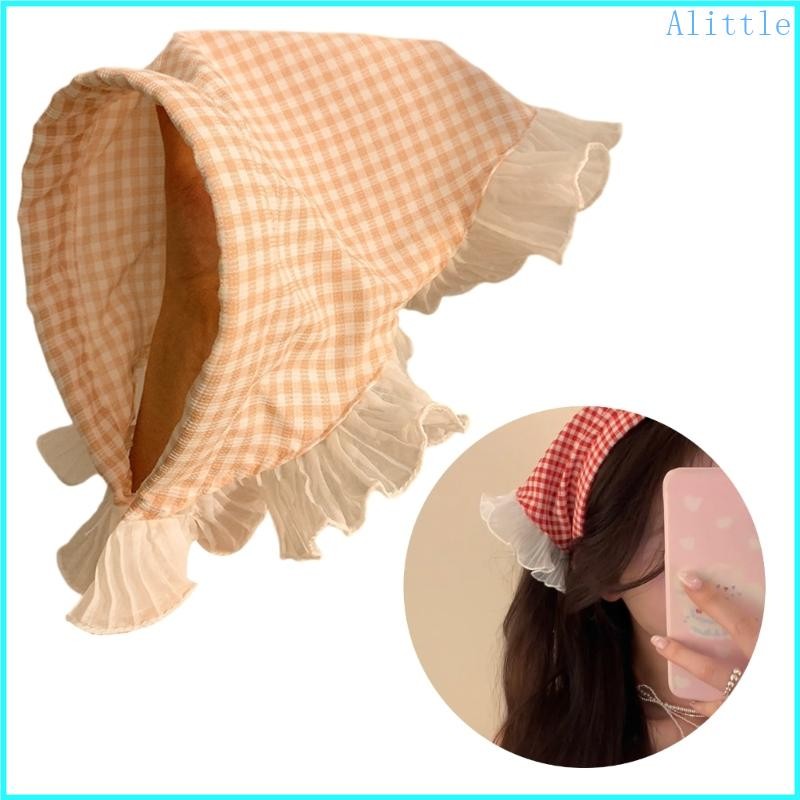 Alia Thời Trang Checkerer Head Scarf Băng Đô Quấn Tóc Thanh Lịch Phụ Kiện Tóc Cho Nữ