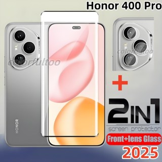 Kính Cường Lực Cong 2in1 3D Cho Huawei Honor 400 Pro 400Pro Honor400Pro 5G 2025 Phía Sau Ống Kính Camera Bảo Vệ Màn Hình Phim Kính Bảo Vệ