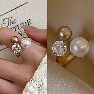 Nhẫn Zircon Ngọc Trai DREJEW Cho Nữ Thời Trang Cao Cấp Có Thể Điều Chỉnh Mở Nhẫn Chỉ Số Nhẫn Ngón Tay