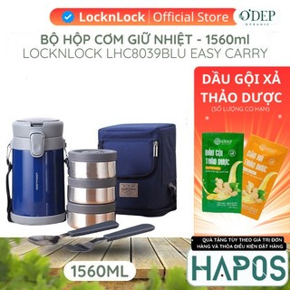  Bộ hộp cơm giữ nhiệt LocknLock 2 lít Inox giữ nhiệt lâu kèm túi đựng Easy Carry LHC8039 - HAPOS LOF 