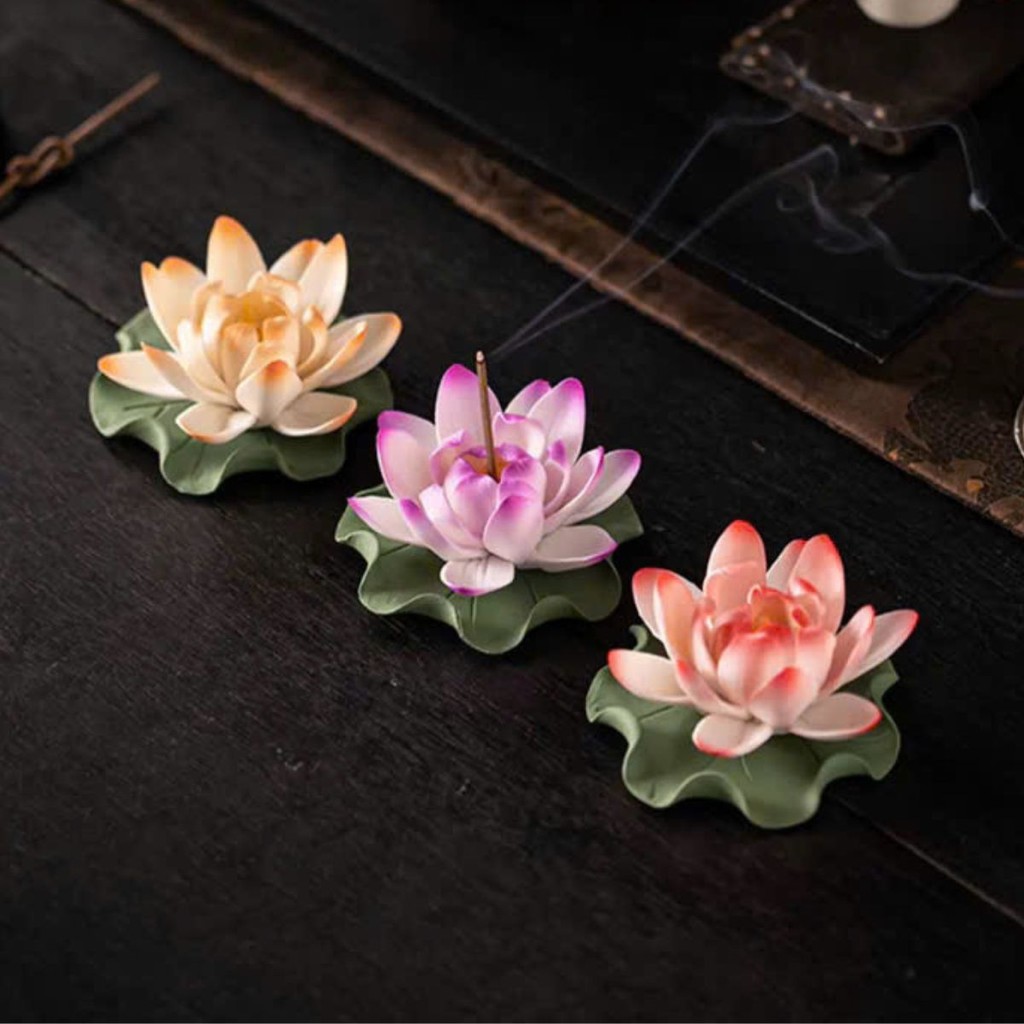  Hoa Sen Gốm Sứ Bát Tràng Trang Trí Tượng Phật ,Taplo Xe Ô Tô Cao Cấp - Trang Trí Tiểu Cảnh Decor 