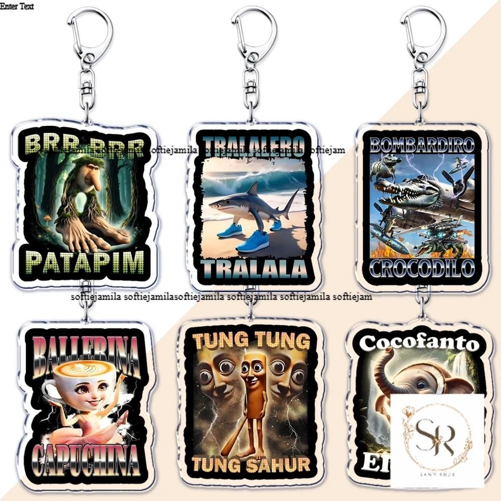 Ý động vật brainrot Meme móc khóa cho các phụ kiện tralalero tralala tung tung tung sahur brr brr pa