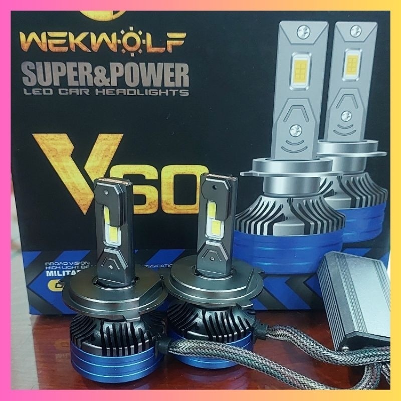 Đèn pha Led V60 Siêu sáng với 24 chip led công suất 120w, có đầy đủ các chân H1, H4, H7, H11, 9005, 