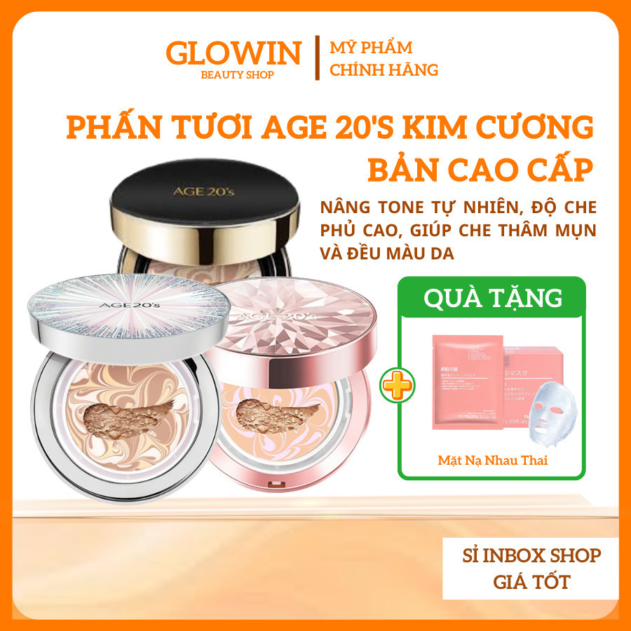 Phấn tươi Age20's Phấn Nền Lạnh Kim Cương Cushion Age 20's Bản Cao Cấp Che Phủ Chống Nắng Lâu Trôi -