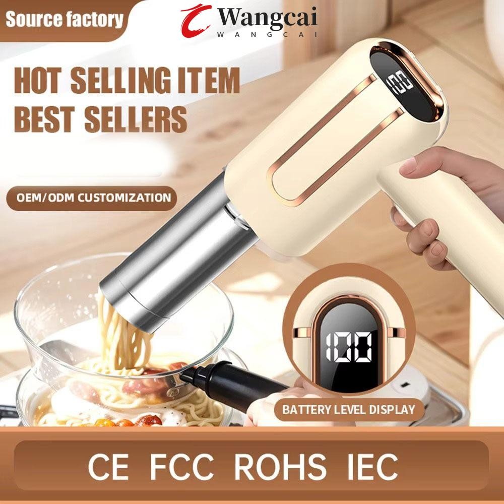 Máy làm mì ống không dây WANCGAI, Máy làm mì ống điện có thể sạc lại USB dễ dàng, Màn hình thông minh Máy ép mì cầm tay hoàn toàn tự động