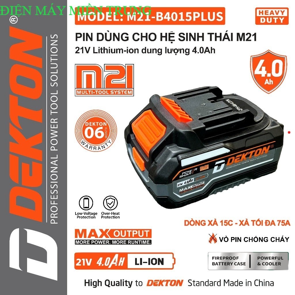 {HOẢ TỐC} [GIẢM GIÁ CỰC SỐC] Pin Dekton /  Dung Lượng 4aH / M21-B4015PLUS  / Có Giới Hạn Hệ M21 Điện