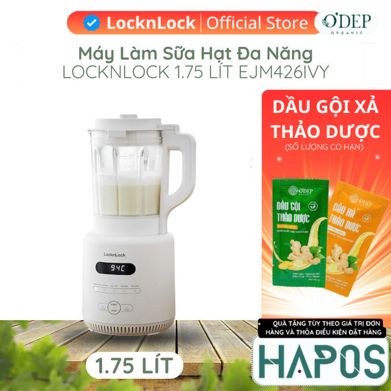 Máy làm sữa hạt đa năng LocknLock 1.75L Chính hãng, lưỡi dao 8 cánh, điều khiển cảm ứng EJM426IVY - 