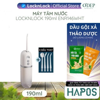 Máy tăm nước LocknLock 190ml Chính hãng kèm túi, 3 loại đầu tăm chuẩn nha khoa ENR146WHT - Hapos Mall