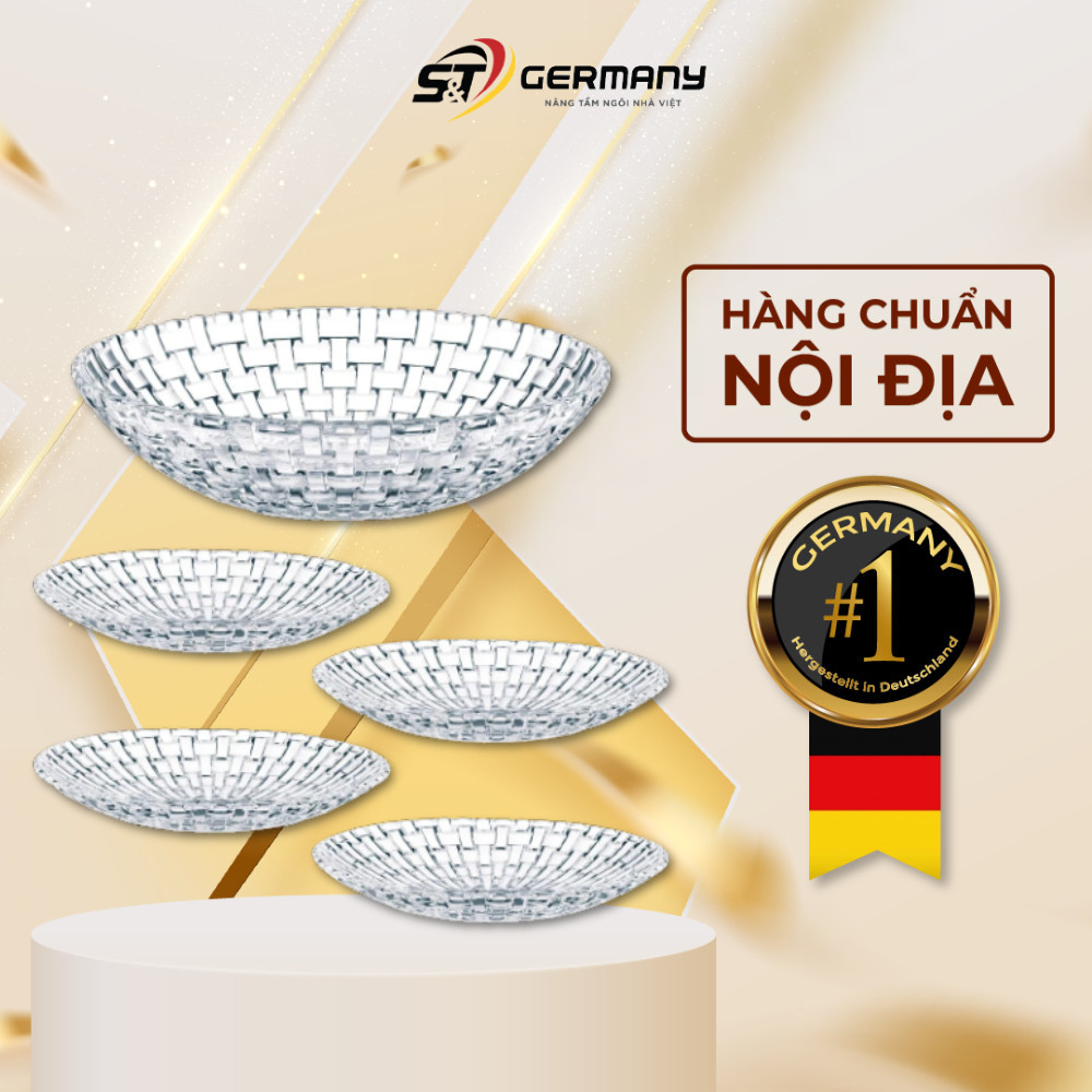 Set 5 Đĩa Pha lê Nội Địa Đức Nachtmann Bossa Nova 98369 Thiết Kế Tinh Tế Sang Trọng Cao Cấp GermanyS