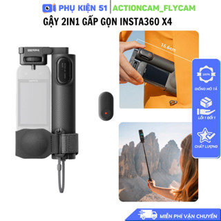  Gậy  Insta360 X5 X4 X3 gấp gọn tích hợp Remote Mini kéo dài 58cm -Foldable 2-in-1 Selfie Stick 