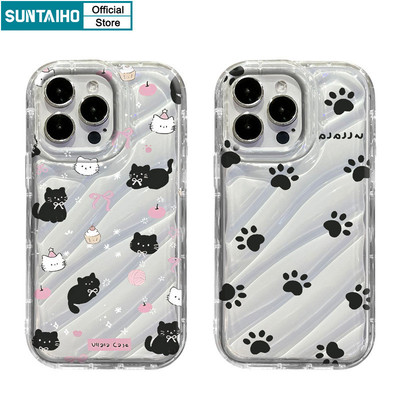 Ốp Điện Thoại Suntaiho Cat Element Paw Print Trong Suốt Mềm Cao Cấp Chống Sốc Cho iPhone 11 12 13 14 15 16 Pro max IP 7 8 Plus Iphon X Xs XR Xs max
