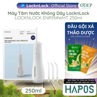  Máy tăm nước không dây 250ml LocknLock Hàng chính hãng 4 chế độ rung dung lượng pin 2000mAh ENR154WHT - HAPOS MALL 