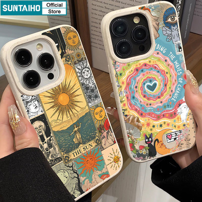 Suntaiho Ốp Điện Thoại Nghệ Thuật Tarot Họa Tiết Bohemian Mờ Mềm Cao Cấp Chống Sốc Cho iPhone 11 12 13 14 15 16 Pro max IP 7 8 Plus Iphon X Xs XR Xs max