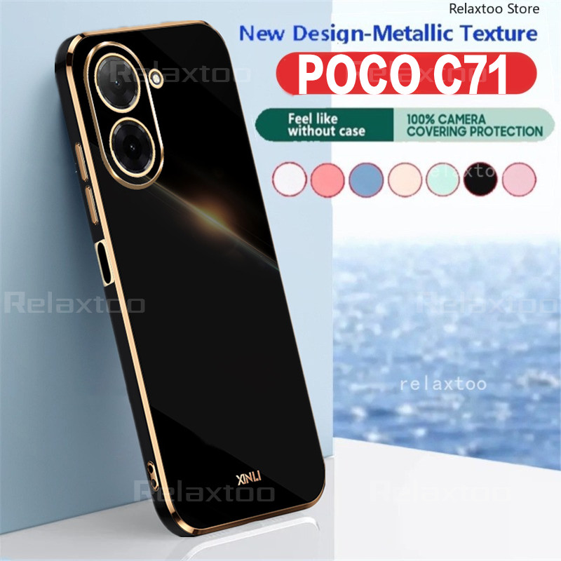 Vỏ Mạ Vuông POCOC71 Cho Xiaomi POCO C71 C 71 POCOC71 PocoPhone C71 4G 5G Vỏ Điện Thoại Cặp Đôi Silic