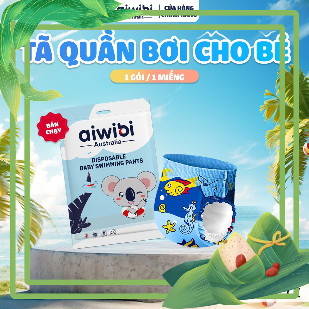 Tã/Bỉm Quần Bơi Cao Cấp Aiwibi 1 Miếng/Gói
