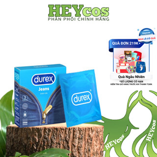 [CHÍNH HÃNG] Bao Cao Su Durex Jeans – Bôi Trơn, Mỏng Nhẹ, Size 52.5mm (Hộp 3 Cái)