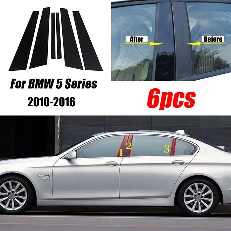 POSSBAY Đen Bóng Cửa Sổ Ô Tô Decal B C Trụ Cột Bài Viền Bao Miếng Dán Cho Xe BMW 5 Series F10 / F11 