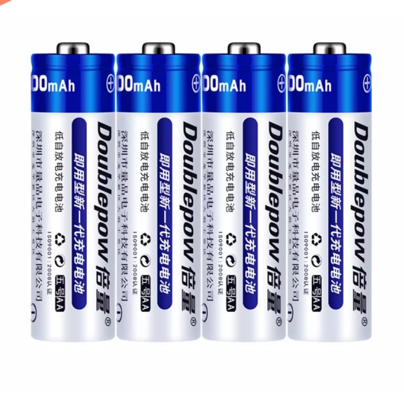 Bộ 4 pin tiểu sạc lại Douplepow công suất thực pin sạc aa pin sạc aaa pin tiểu pin đũa pin sạc