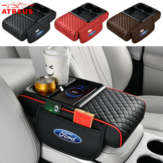 Ford Car Armrest Pad 6 TRONG 1 Da Điều Khiển Trung Tâm Tay Miếng Lót Bảo Vệ Với Sạc Không Dây Túi Bảo Quản Cốc Giá Đỡ Cho Xe Ford Ranger EcoSport Everest Raptor Territory Fiesta Focus Bronco Mustang Escape Explorer Edge Taurus Fusion Mondeo
