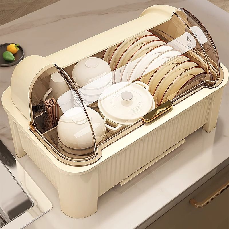 Giá để bát đĩa và đũa, giá thoát nước bát đĩa, hộp lưu trữ có nắp cho bếp, tổ chức bát đĩa, tủ bát đ